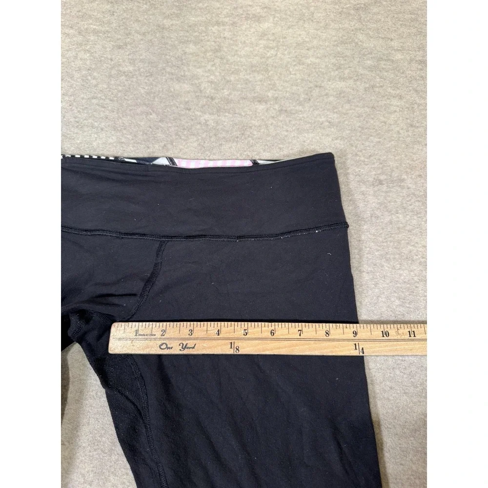 Lululemon Leggings Womens 8 Black Capri Foldover Waist Yoga Athletic Gym Stretch
